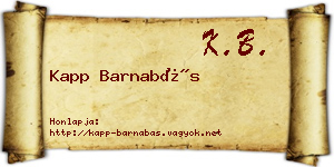 Kapp Barnabás névjegykártya